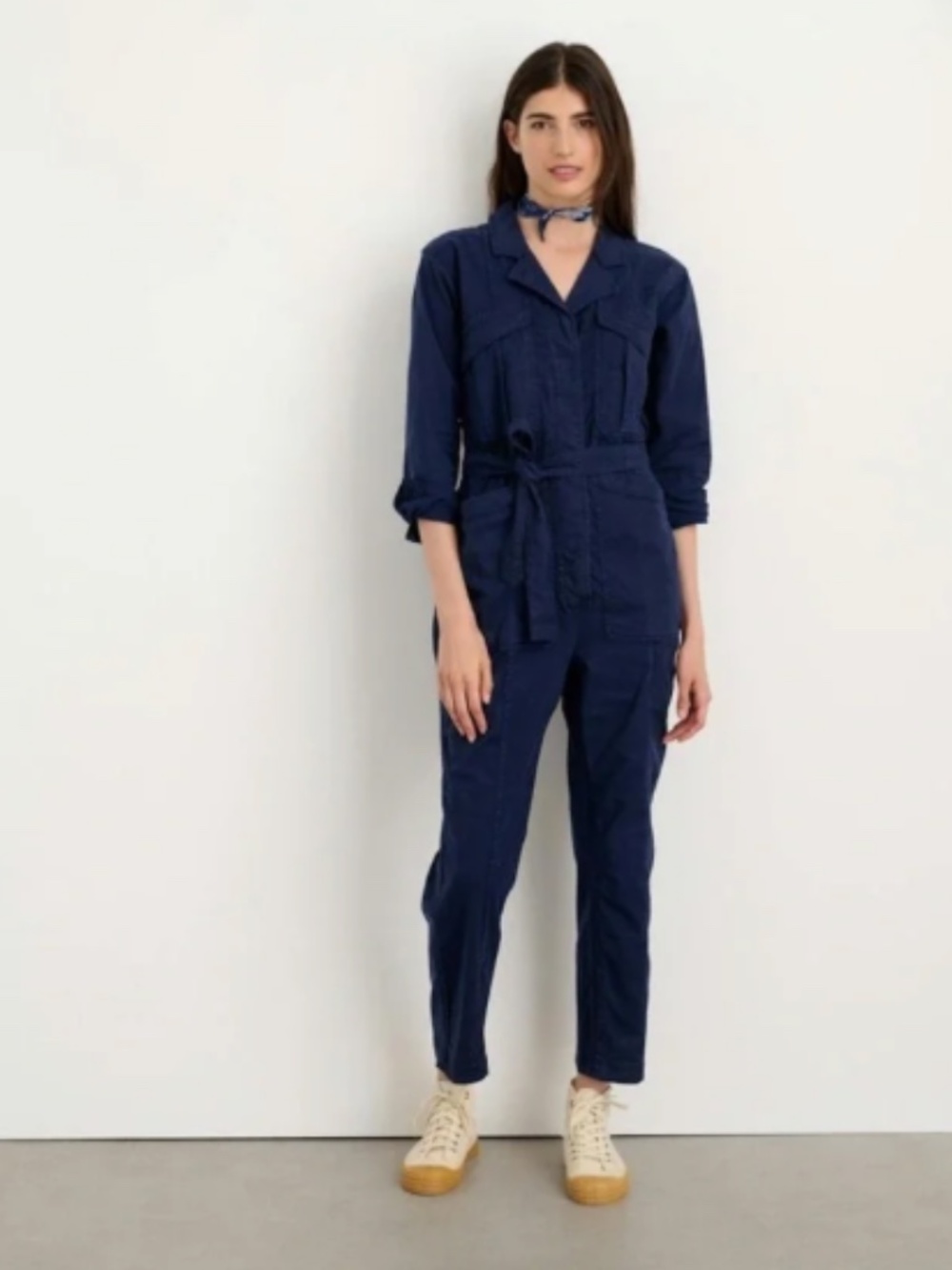 Alex Mill Women's Expedition Jumpsuit in Washed Twill in Navy Blue, Size Large